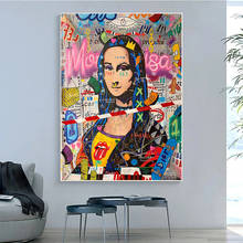 Mona Lisa Street Graffiti Art Posters and Prints on The Wall Funny Canvas Painting Art Pictures for Living Room Home Decoration 2024 - buy cheap