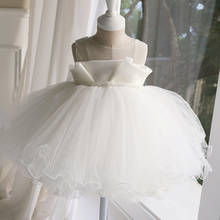 2021 летнее платье для девочек с цветами, белое платье-пачка для крещения на свадьбу, одежду для малыша на 1-й день рождения, платье принцессы, праздничное платье для младенца 2024 - купить недорого