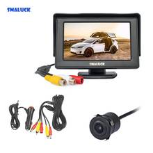 Smaluck 4.3 "cor tft lcd monitor do carro com hd vista traseira reversa backup sistema de estacionamento câmera carro cabo vídeo livre 2024 - compre barato