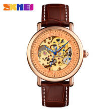 SKMEI Leather Mens Automatic Watches Classical Mechanical Watch Mechanical Gear Hollow Movement Clock Luxury Wristwatch 2024 - buy cheap