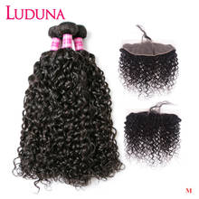 Luduna человеческие волосы в пучке с закрытием волнистые пряди с фронтальным Remy волосы для наращивания для черных женщин 2024 - купить недорого