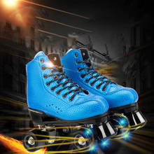 Roda de flash azul dupla fileira patins homem adulto mulher patinação sapatos patines patins ao ar livre sapatos 2024 - compre barato