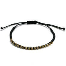 Pulsera tibetana con nudo de la suerte, hecha a mano, trenzada para mujeres y hombres, cadena ajustable de Color negro, pulsera de cobre Vintage 2024 - compra barato