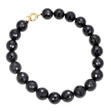 GG Jewelry 18" Natural 20MM Black Round Faceted Onyx Gems Stone Necklace 2024 - buy cheap