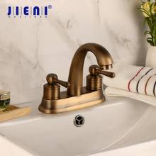 JIENI Antique Brass 360 Swivel 2 Handles Stream Spout Bathroom Basin Vessel Sink Vanity Mixer Tap Faucet Bathtub Mixer Faucet 2024 - buy cheap