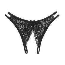 Lencería Sexy erótica para mujer, bragas de entrepierna abierta porno, encaje transparente, Ropa Interior Negra, ropa sexual sin entrepierna, bragas atrevidas 2024 - compra barato