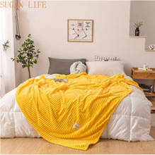 SUGAN LIFE Blankets for Beds Solid Yellow Color Soft Warm 300GSM Plaid Square Flannel Blanket On the Bed Thickness Throw Blanket 2024 - buy cheap