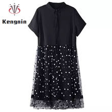 Vestido feminino de algodão, plus size, 5xl, 2021, harajuku, senhoras, vestidos, duas peças, patchwork de malha, vestido, ke1133 2024 - compre barato