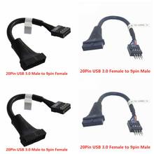 1PC Black USB 2.0 9 Pin Housing Male To Motherboard USB 3.0 20pin Female Adaptor Cable Female to Male Adapter for PC Computer 2024 - buy cheap
