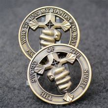 The Sword of the Spirit Hollowed-out Bronze Commemorative Coin Who Trains My Hand for War Souvenir Medal 2024 - buy cheap