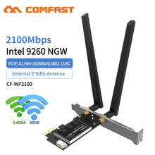 Adaptador sem fio de banda dupla, 2100mbps, gigabit ngff/pci express, wi-fi, pci-e, placa de rede 802.11b/g/n ac 2 antenas, desktop pc win10 2024 - compre barato