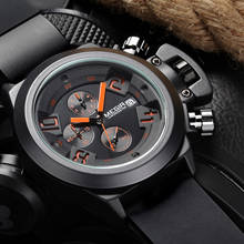 Megir relógio masculino luxuoso com cronógrafo, preto, pulseira de silicone, à prova d'água, esportivo, 2002g 2024 - compre barato