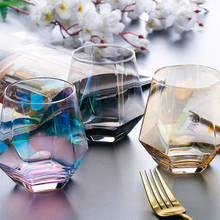Caneca de vidro transparente para café, caneca de cristal criativa transparente para café leite chá geométrica uísque para casa bar presentes para casal 2024 - compre barato