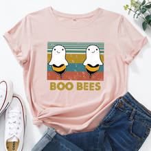 Camiseta con estampado de abejas abullonadas para mujer, camisetas de manga corta con cuello redondo, camisetas de algodón de 100% para mujer 2021 2024 - compra barato