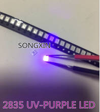 Díodos 100 smd 2835 3528 led uv contas de lâmpada, 395 - 410nm luz ultravioleta diodo emissor de luz ultra violeta smt