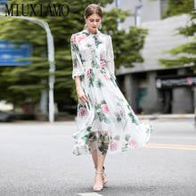 MIUXIMAO 2020 Summer Dress Runway Designer  Flower Women Print Elegant Casual beach dress Long Dress Women vestidos 2024 - buy cheap