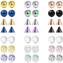 piercing ball 14G 16G Lip ring/industrial barbell/nipple ring/tongue ring body and transparent acrylic replacement ball 2024 - buy cheap