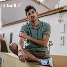 SIMWOOD-polo estético vintage para hombre, ropa gruesa de 220g, teñida de 100%, de algodón de talla grande, novedad de verano, SJ130115, 2021 2024 - compra barato