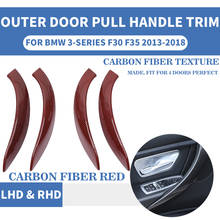 Manija de tracción de puerta Interior de coche, accesorio de fibra de carbono rojo LHD RHD, exterior, frontal, trasero, Protección L R para BMW F30, F80, F31, F32, F33, F35, 13-18 2024 - compra barato