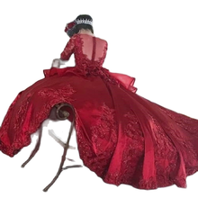 Elegante vestido de quinceañera Burdeos 2021 V cuello Apliques de encaje rebordear vestido de bola de tres cuartos dulce 15 16 vestido de talla grande 2024 - compra barato