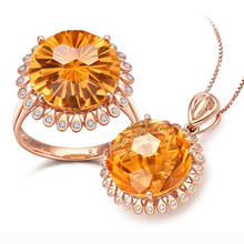 Conjunto de collar y anillo de MOONROCY Crysta para mujer, joyería de Color dorado, flor amarilla a la moda, venta al por mayor 2024 - compra barato