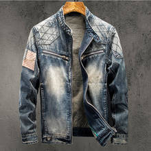 Personality Mens Denim Jacket Overcoats American Style Fashion Mens Denim Jacket Coats Plus Size XXXL Automotive Streetwear A814 2024 - buy cheap