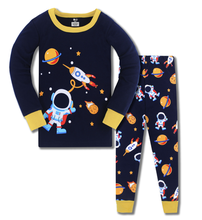 Conjuntos de pijamas de manga comprida, roupas de algodão estampadas com tubarão ou animais para crianças pequenas 3t-8t 2024 - compre barato