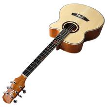 Violão elétrico de 40 polegadas, madeira de abeto de alta qualidade, formato cordão, 6 cordas, folk, guitarra com pasta celuloide 2024 - compre barato