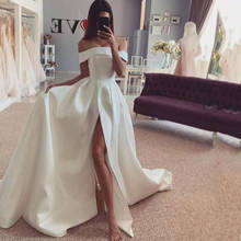 Eightree Vestido de Noiva Cheap Wedding Dresses 2021 Satin Split Front Sexy Bride Dress off Shoulder Wedding Gowns Women 2024 - buy cheap