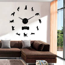 Reloj de pared K9 Security Dog Belgian malois Sign moderno 3D DIY, espectáculo creativo de Pastor Belga con pegatinas con efecto de espejo 2024 - compra barato