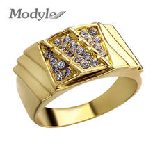Modyle 2018 High Quality CZ Stone Fashion Jewelry Big Gold Color Wedding Ring for Man and Woman 2024 - buy cheap
