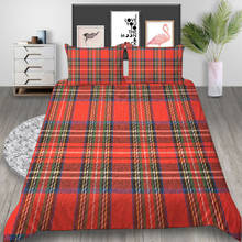 Thumbedding-Juego de cama a cuadros, funda nórdica de moda escocesa, roja, verde, Queen, doble, individual, de diseño clásico 2024 - compra barato