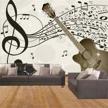 Beibehang-papel tapiz personalizado, mural 3d, atmósfera, notas de guitarra, Fondo de pared para sala de estar, sala de música de baile, foto 3d 2024 - compra barato
