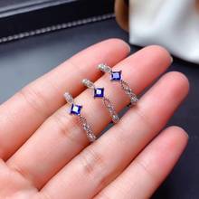 925 Sterling Silver 100% Natural And Real Sapphire Gemstone Wedding Engagement Rings for Women Fine Jewelry Gift Wholesale 2024 - buy cheap
