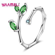 Hot Sale 925 Sterling Silver Leaf Rings for Women Green Zircon Marquise Cut Tree Branch Adjustable Ring Fashion Wedding Jewelry 2024 - buy cheap