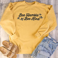 Abelha humilde abelha tipo moletom moda feminina engraçado gráfico jovem primavera outono estilo algodão pullovers estético topos cristãos 2024 - compre barato