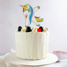 New Unicorn Cartoons Acrylic Happy Birthday Cake Topper Gold Birthday Cupcake Topper for Kids Birthday Party Cake Decorations 2024 - buy cheap