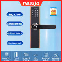 Nassjo Tuya Biometric Fingerprint Lock Security Intelligent Smart Lock With WiFi APP Password RFID Door Lock Electronic Hotels 2024 - buy cheap