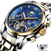 LIGE Classic Mens Watches Top Brand Luxury Automatic Mechanical Business Watch Men Waterproof Wristwatch Montre Homme Tourbillon 2024 - buy cheap