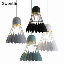Criativo badminton arte decoração pingente luzes nordic macaron pendurado lâmpada moderna led luminárias loft industrial luminarias 2024 - compre barato