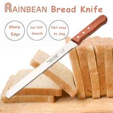 Нож для хлеба из нержавеющей стали 10 дюймов, ножи для нарезки тостов, слайсер для тортов, резак для выпечки, зубчатое лезвие, легко нарезать хлеб, сыр 2024 - купить недорого