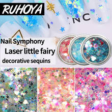 Rohuya Glitter Nail Art UV Gel Polishing Chrome Flakes Pigment Dust Decorations Manicure Heart Flakes Mermaid 2024 - buy cheap