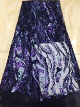 Вышитая кружевная ткань DiuDiu-9.8901 с блестками красивые нигерийские кружева с блестками ткань для вечернего платья 2024 - купить недорого