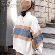 2019 New Thick Turtleneck Stripe Women Sweater Korean Loose Winter Warm Female Sweaters 2024 - buy cheap