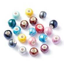 100pcs 8mm 10mm 12mm 14mm Mixed Color Pearlized Round Handmade Porcelain Beads For Jewelry Making DIY, Hole: 2-3mm 2024 - buy cheap