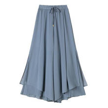 Woman Summer Trousers 2022 Fashion Chiffon Wide Leg Pants Casual High Elastic Waist Long Pantalon Palazzo Female Culottes 2024 - buy cheap