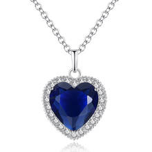 New Luxury Big Crystal Heart Necklace Pendant for Women Blue Romantic CZ Silver Chain Pendant Necklaces Fashion Wedding Jewelry 2024 - buy cheap