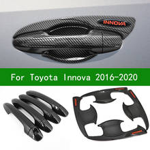 Para toyota innova an140 2016-2019 porta do carro alça tigela capa, padrão de fibra de carbono maçaneta da porta capa guarnição 2016 2017 2018 2024 - compre barato