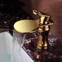 Luxury Gold Brass Bathroom sink faucet Waterfall Cold hot water basin mixer faucet Top Quality copper faucet.Gold/Chrome 2024 - buy cheap