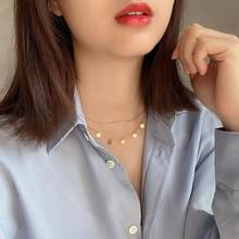 New 925 sterling silver necklace fashion round sequins/mini ball/sun smiley double layer necklace personality woman girl jewelry 2024 - buy cheap